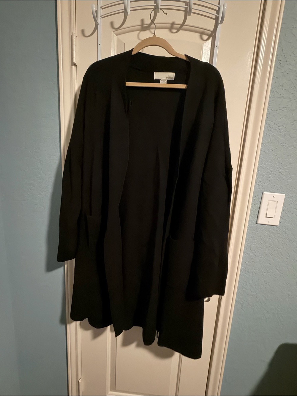 Open-Front Black Women's Cardigan with Pockets